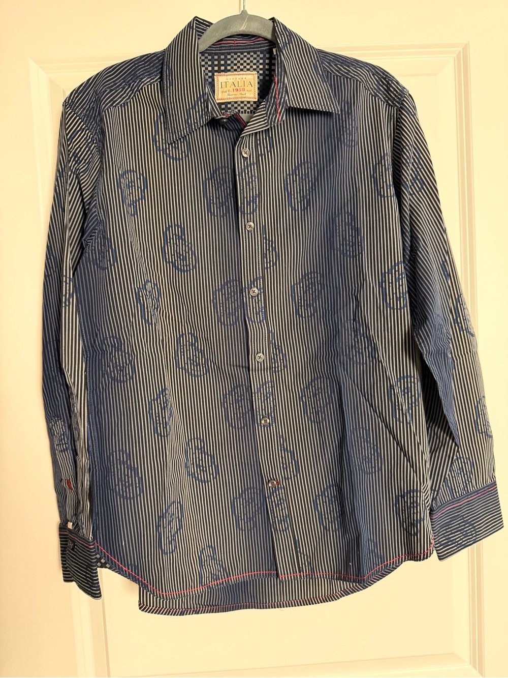 Vintage Italia Navy Men's Button-Down Shirt